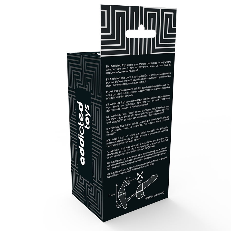 ADDICTED TOYS - PLUG ANAL AVEC DOUBLE ANNEAU, PÉNIS ET TESTICULES, NOIR