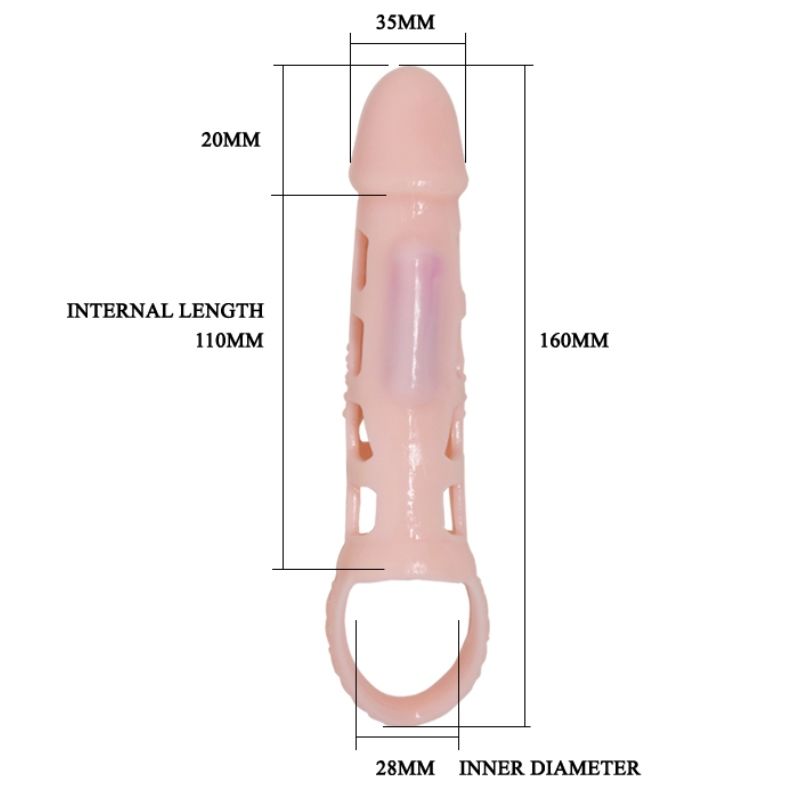DANCE - EXTENSION DE PÉNIS VIBRANTE AVEC SANGLE NATURELLE 13,5 CM