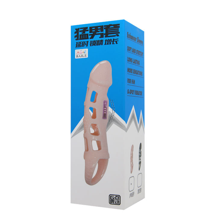 DANCE - EXTENSION DE PÉNIS VIBRANTE AVEC SANGLE NATURELLE 13,5 CM