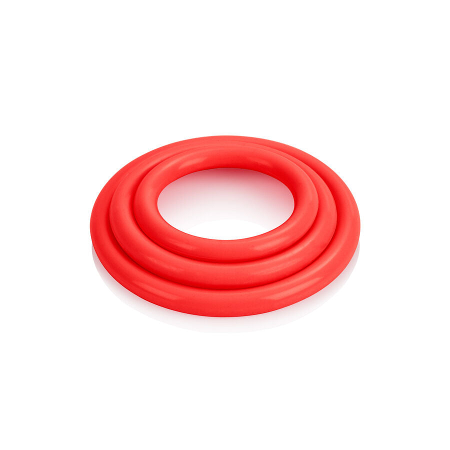 CALEXOTICS - LOT DE TROIS ANNEAUX D'ÉRECTIFICATION ROUGES