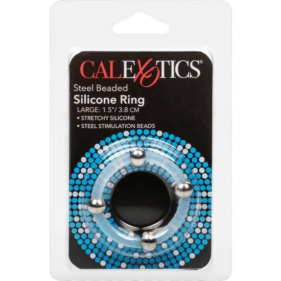 CALEXOTICS - BAGUE EN SILICONE AVEC PERLES EN ACIER TAILLE L