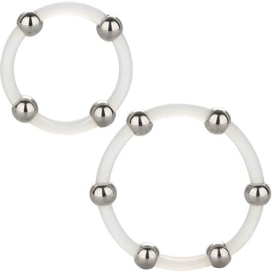 CALEXOTICS - Kit de 2 bagues en silicone avec perles en acier
