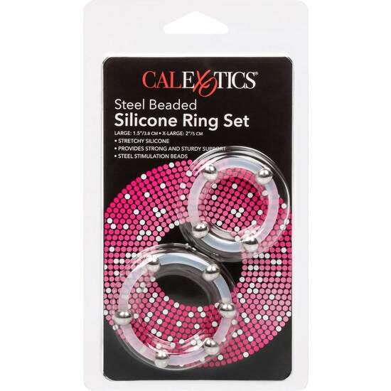CALEXOTICS - Kit de 2 bagues en silicone avec perles en acier