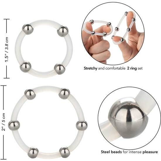 CALEXOTICS - Kit de 2 bagues en silicone avec perles en acier