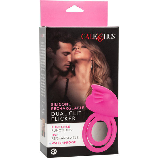 CALEXOTICS - ANNEAU VIBRANT EN SILICONE ROSE À DOUBLE ACTIVATEUR DE CLIT
