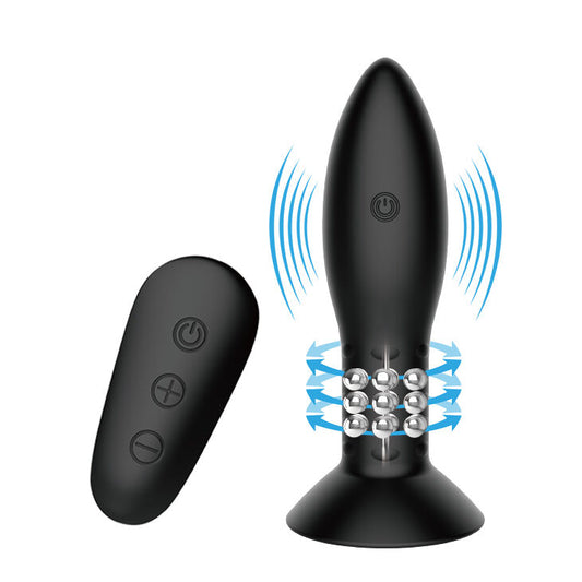 MR PLAY - PLUG WITH ROTATING BALLS BLACK REMOTE CONTROL