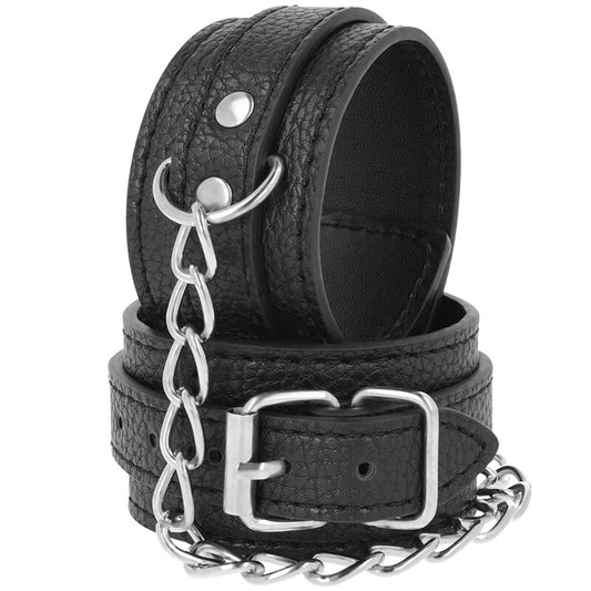 OBSCURITÉ - MENOTTES EN CUIR TEXTURÉ NOIR