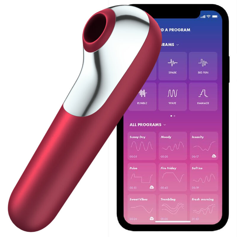 SATISFYER - DUAL LOVE VIBRATOR AND SUCTION WITH PULSED AIR RED