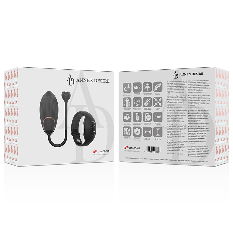 ANNE'S DESIRE - ŒUF TÉLÉCOMMANDÉ AVEC TECHNOLOGIE WATCHME, NOIR
