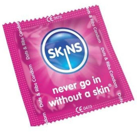 SKINS - CONDOMS WITH DOTS AND STRETCHES, BAG OF 500 UNITS