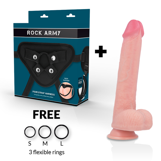 ROCKARMY - HARNAIS + GODE SILICONE LIQUIDE PREMIUM KINGCOBRA 24 CM -O- 4,77 CM