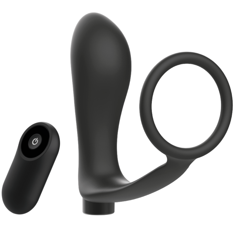 ADDICTED TOYS - PLUG ANAL RECHARGEABLE NOIR AVEC TÉLÉCOMMANDE ET ANNEAU PÉNIS