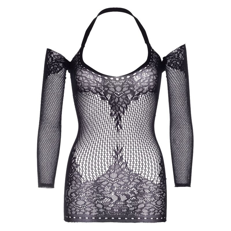 LEG AVENUE - LACE AND NET MINI DRESS ONE SIZE