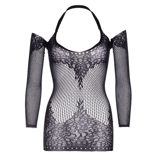 LEG AVENUE - LACE AND NET MINI DRESS ONE SIZE