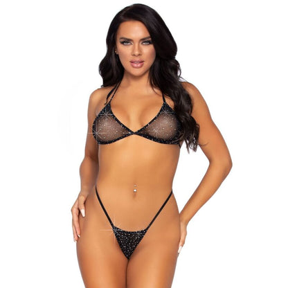 LEG AVENUE - ONE SIZE FISHNET TOP AND THONG BODYSUIT SET
