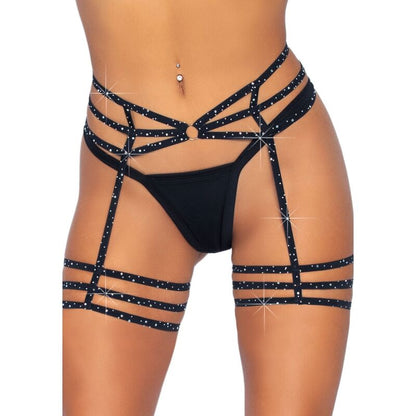 LEG AVENUE - GARTER BELT WITH RHINESTONE, ONE SIZE