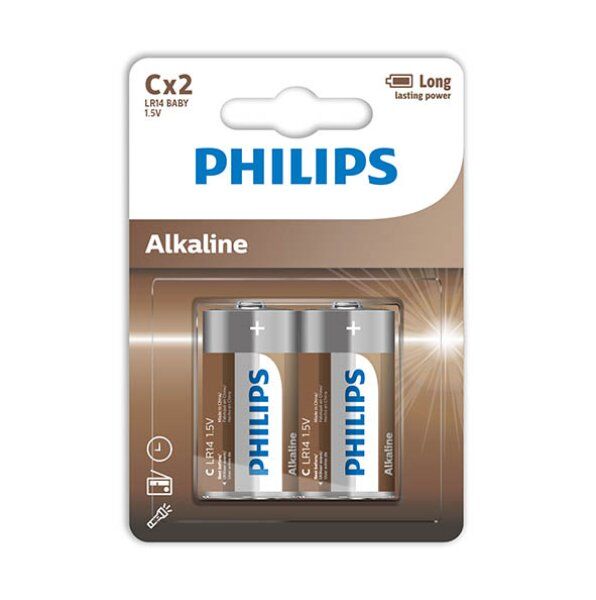 PHILIPS - ALKALINE BATTERY C LR14 BLISTER*2