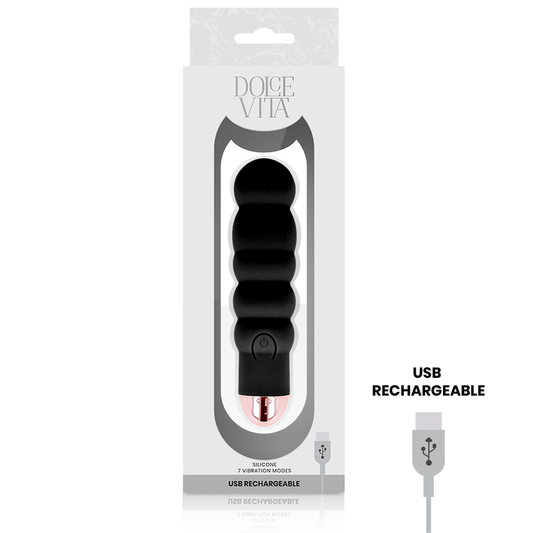 DOLCE VITA - VIBRATEUR RECHARGEABLE SIX BLACK 7 VITESSES