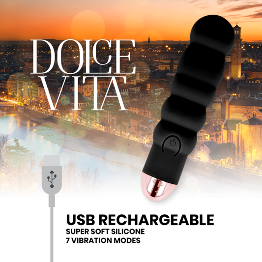 DOLCE VITA - VIBRATEUR RECHARGEABLE SIX BLACK 7 VITESSES
