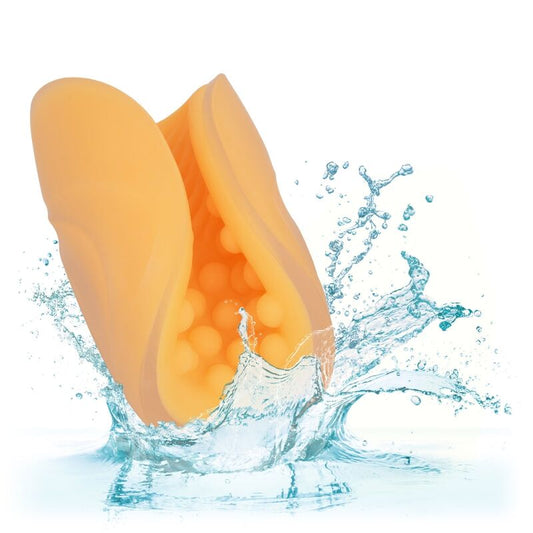 CALEXOTICS - MASTURBATEUR TEXTURÉ ORANGE À POIGNÉE PERLÉE
