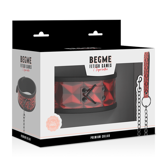 BEGME - COLLIER EN CUIR VEGAN ÉDITION ROUGE AVEC DOUBLURE EN NÉOPRÈNE