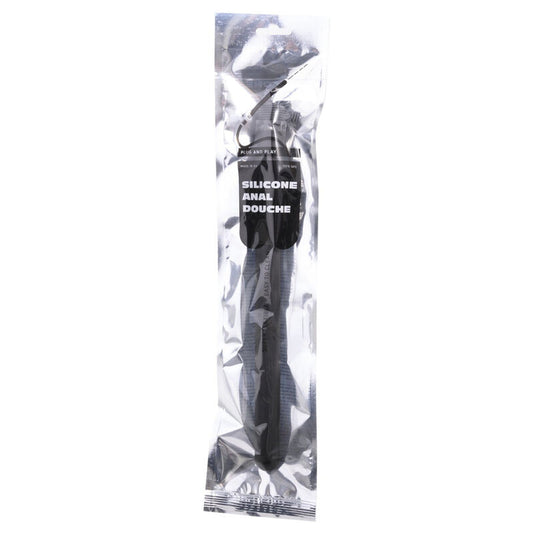 Douche anale gonflable en silicone entièrement noire de 27 cm