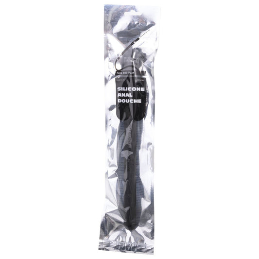 ALL BLACK - DOUCHE ANALE EN SILICONE NERVURÉE 27 CM