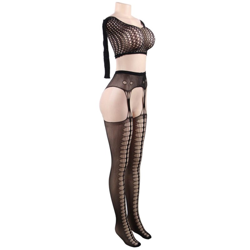 QUEEN LINGERIE - BODYSTOCKING MANCHES LONGUES S/L