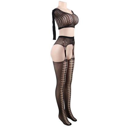 QUEEN LINGERIE - BODYSTOCKING MANCHES LONGUES S/L