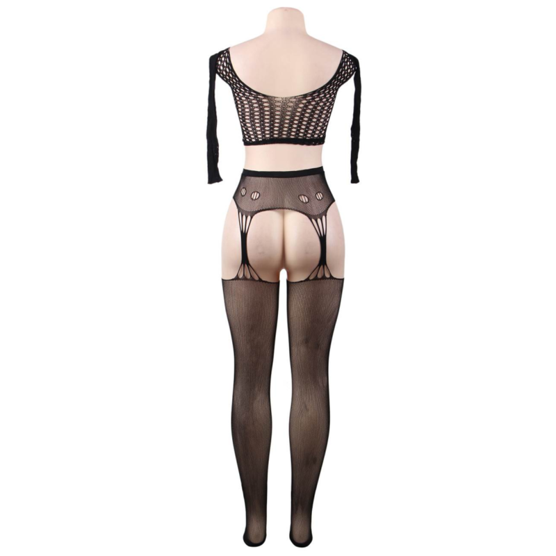 QUEEN LINGERIE - BODYSTOCKING MANCHES LONGUES S/L