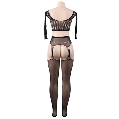 QUEEN LINGERIE - BODYSTOCKING MANCHES LONGUES S/L