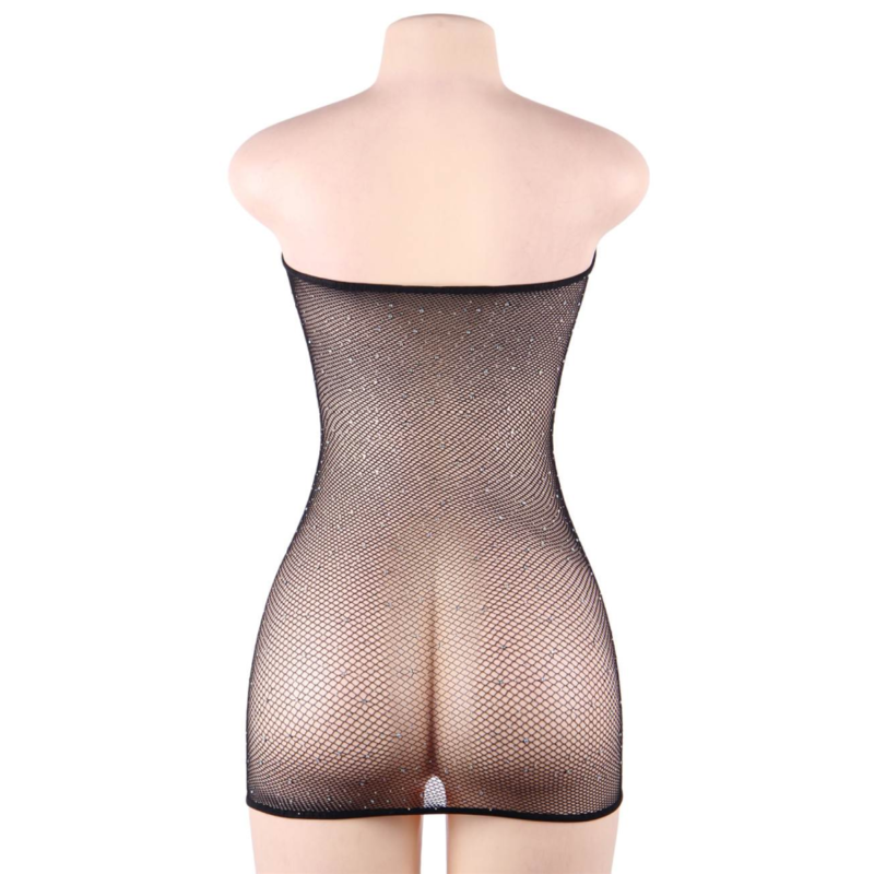 QUEEN LINGERIE - Body en résille avec strass S/L