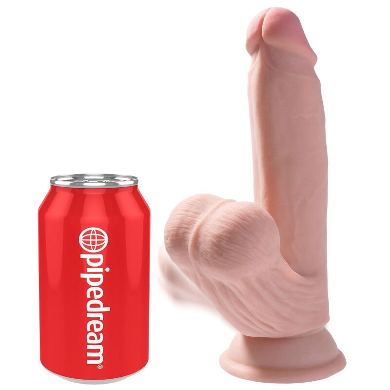 KING COCK - PLUS GODE 3D AVEC COUILLES BALANCANTES 15,2 CM NATUREL