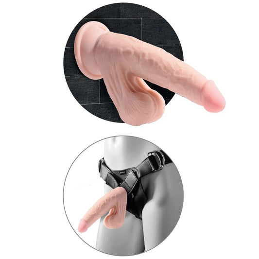 KING COCK - PLUS GODE 3D AVEC COUILLES BALANCANTES 15,2 CM NATUREL