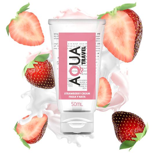 AQUA TRAVEL - LUBRIFIANT À BASE D'EAU SAVEUR FRAISE ET CRÈME - 50 ML