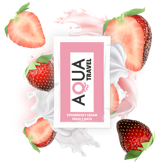AQUA TRAVEL - LUBRIFIANT À BASE D'EAU SAVEUR FRAISE ET CRÈME 6 ML
