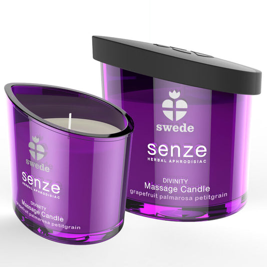 SUÈDE - BOUGIE DE MASSAGE SENZE DIVINITY - PAMPLEMOUSSE, PALMAROSE, PETITGRAIN