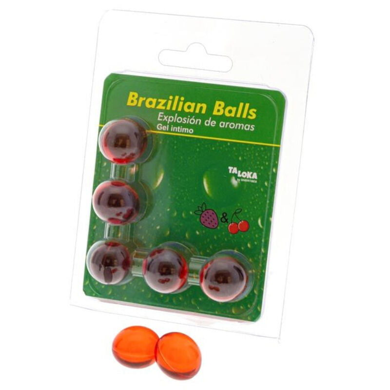 TALOKA - BOULES BRÉSILIENS GEL INTIME FRAISE &amp; CERISE 5 BOULES