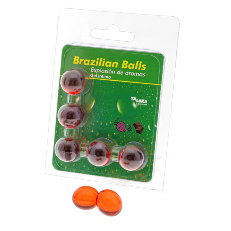 TALOKA - BOULES BRÉSILIENNES GEL INTIME FRAISE &amp; CHOCOLAT 5 BOULES