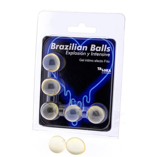 TALOKA - BOULES BRÉSILIENNES GEL EXCITANT EFFET FROID ET VIBRATION 5 BOULES