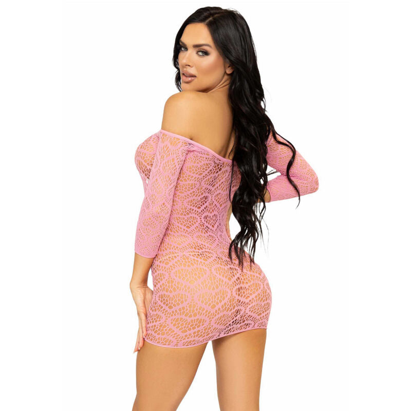 LEG AVENUE ROBE MINI EN RÉSEAUX COEUR TAILLE UNIQUE - ROSE