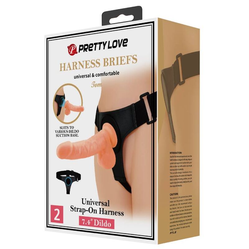PRETTY LOVE - HARNAIS CULOTTE HARNAIS UNIVERSEL AVEC GODE TOM 20 CM NATUREL