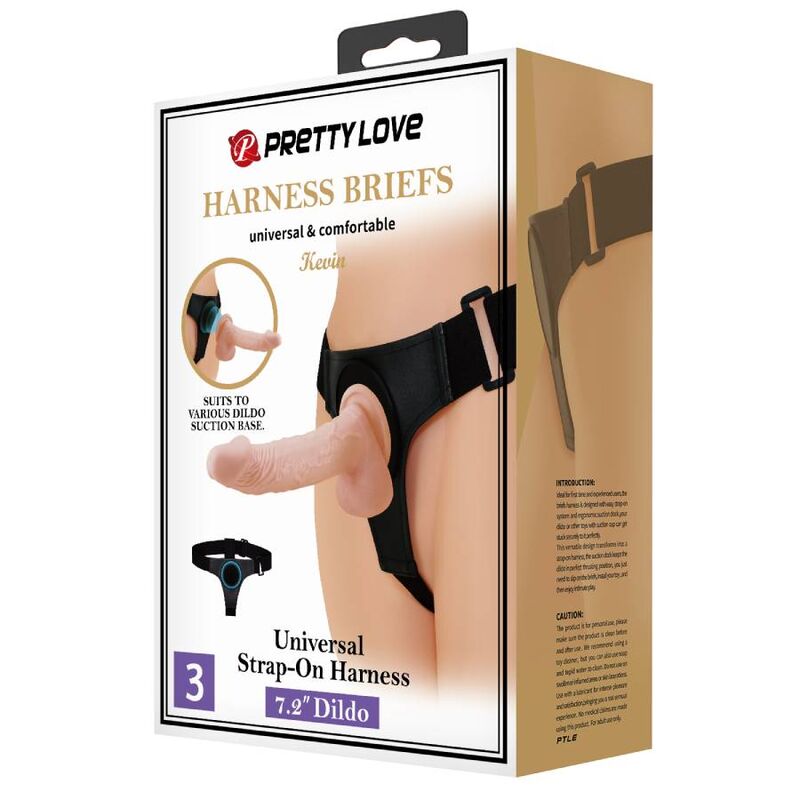 PRETTY LOVE - CULOTTE HARNAIS HARNAIS UNIVERSEL AVEC GODE KEVIN 19 CM NATUREL