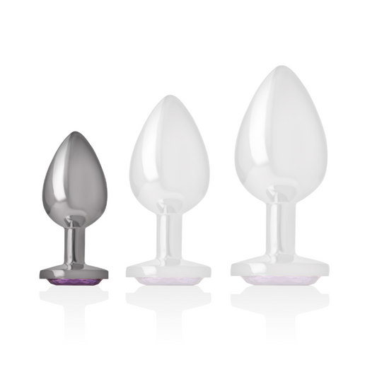 INTENSE - PLUG ANAL EN MÉTAL ALUMINIUM AVEC VERRE VIOLET TAILLE S