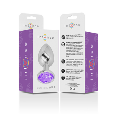 INTENSE - PLUG ANAL EN MÉTAL ALUMINIUM AVEC VERRE VIOLET TAILLE S