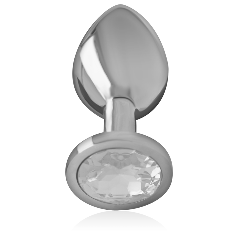 INTENSE - ALUMINUM METAL ANAL PLUG WITH SILVER GLASS SIZE S