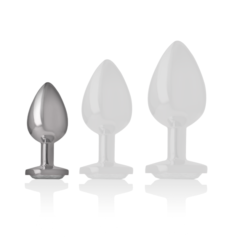 INTENSE - ALUMINUM METAL ANAL PLUG WITH SILVER GLASS SIZE S
