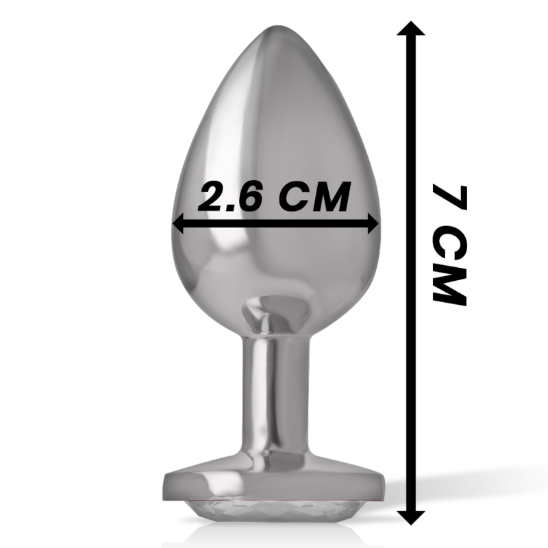 INTENSE - ALUMINUM METAL ANAL PLUG WITH SILVER GLASS SIZE S