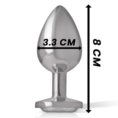INTENSE - ALUMINUM METAL ANAL PLUG WITH SILVER GLASS SIZE M