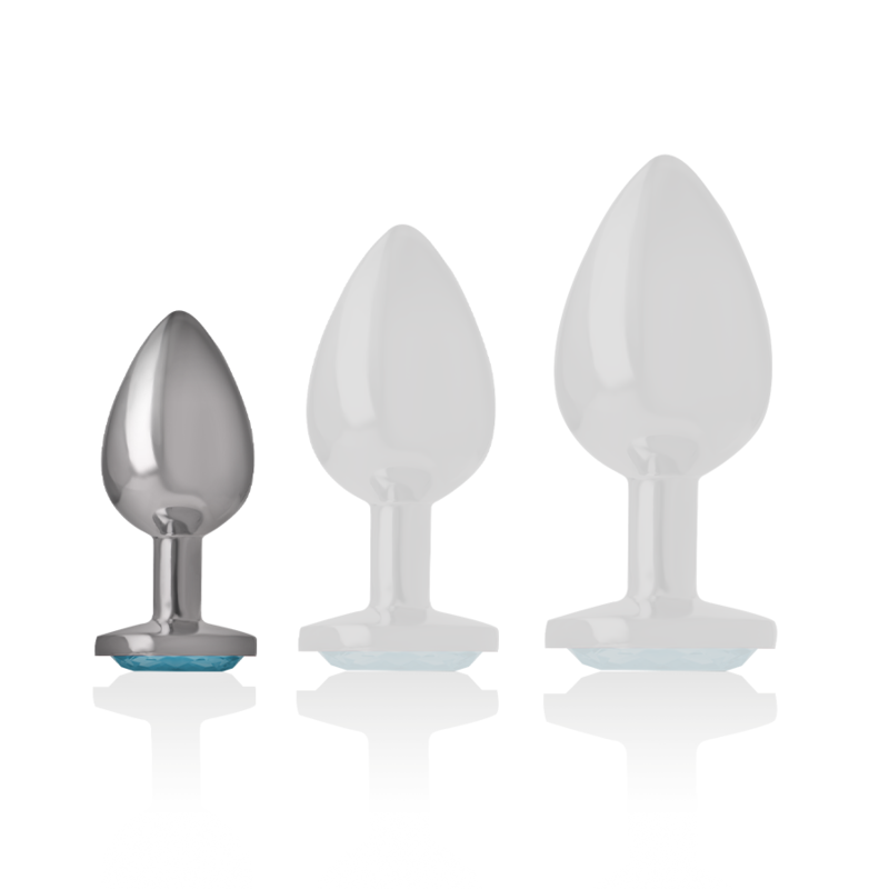 INTENSE - ALUMINUM METAL ANAL PLUG WITH BLUE GLASS SIZE S